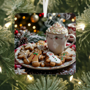 Sweet Christmas Cookies and Hot Cocoa Metal Ornament