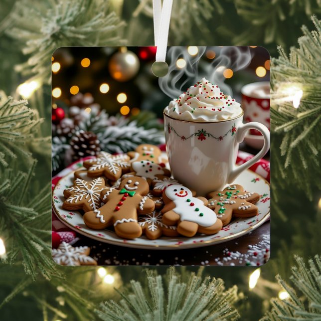 Sweet Christmas Cookies and Hot Cocoa Metal Ornament (Insitu)