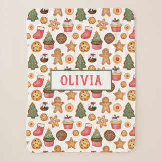 Sweet Christmas Cookies Personalized Baby Name She Sherpa Blanket