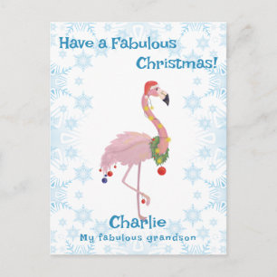 Sweet Christmas Flamingo Holiday Postcard