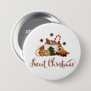 Sweet Christmas Frappuccino Cookie Cinnamon Art 3 Inch Round Button