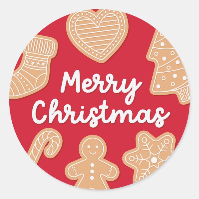 Sweet Christmas Gingerbread Cookies Classic Round Sticker (Front)
