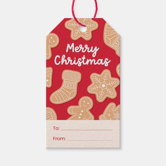 Sweet Christmas Gingerbread Cookies Gift Tags (Front)