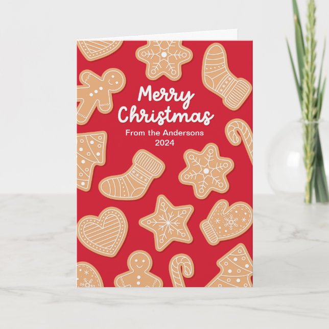 Sweet Christmas Gingerbread Cookies Holiday Card (Front)