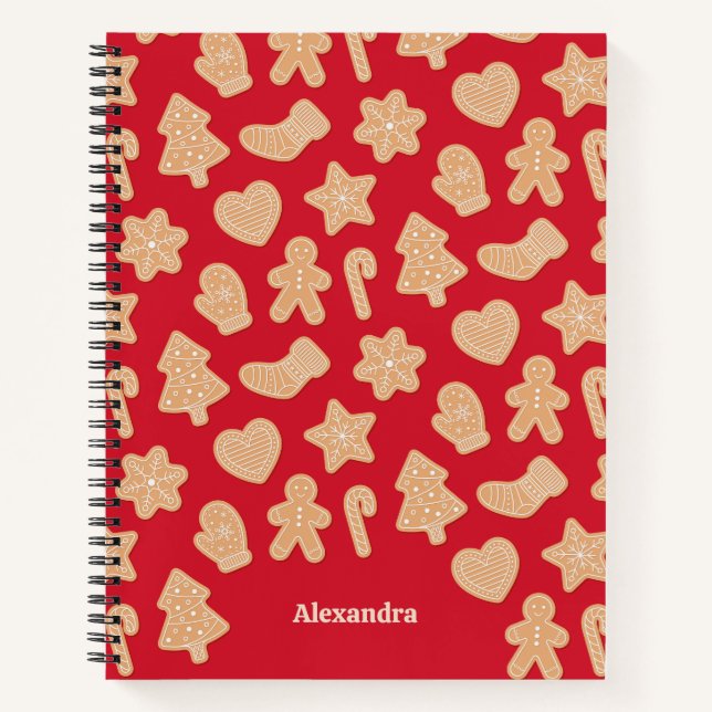 Sweet Christmas Gingerbread Cookies Pattern Notebook (Front)