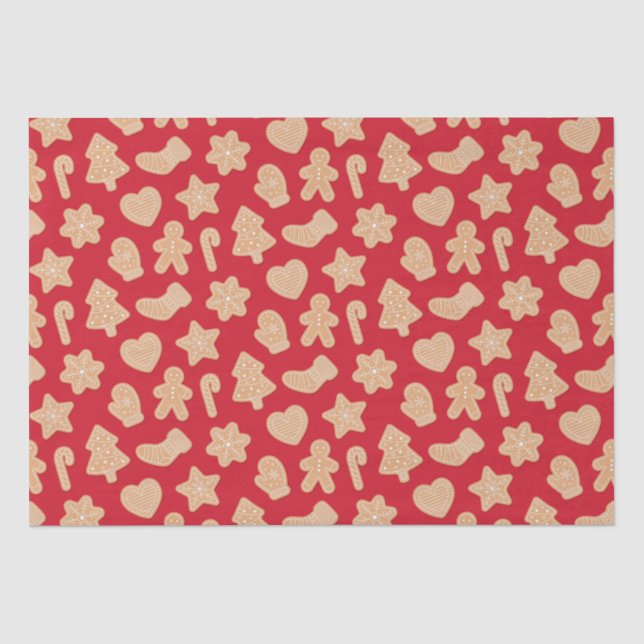 Sweet Christmas Gingerbread Cookies Pattern Tissue Paper (Front)