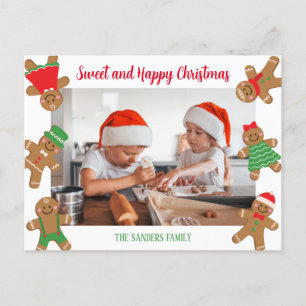 SWEET CHRISTMAS GINGERBREAD PHOTO  POSTCARD