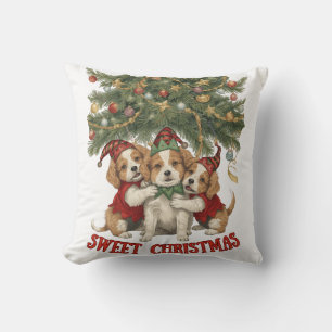 Sweet Christmas Hug – Merry Dogs and Holiday Cheer Throw Pillow