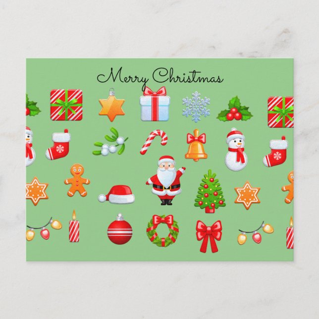 Sweet Christmas Icons Design Postcard (Front)