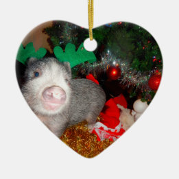 Sweet Christmas Mini Pig Heart Ornament