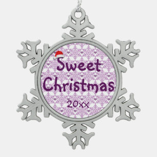 Sweet Christmas Snowflake Pattern Snowflake Pewter Christmas Ornament