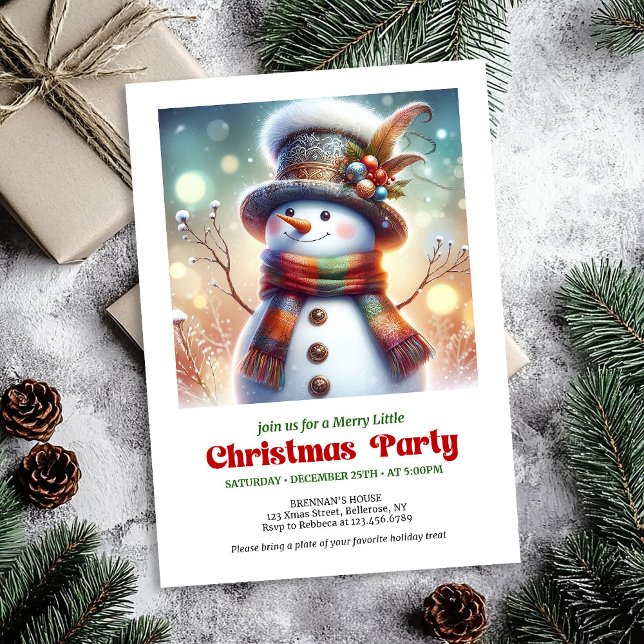 Sweet Christmas snowman editable kids party invite (Sweet Christmas snowman editable kids party invite)
