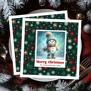 Sweet Christmas Snowman Napkins Personalized Kids 