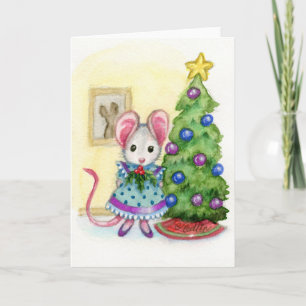 Sweet Christmas Tree Souris mignonne Carte de vaca