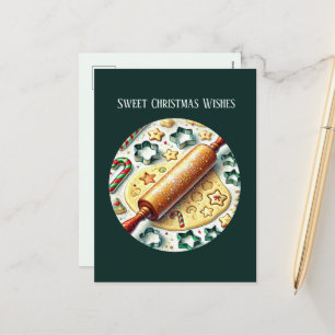 Sweet Christmas wishes baking Holiday Postcard