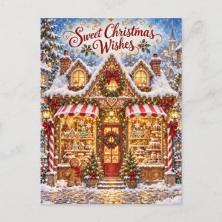 Sweet Christmas Wishes Gingerbread Bakery Postcard