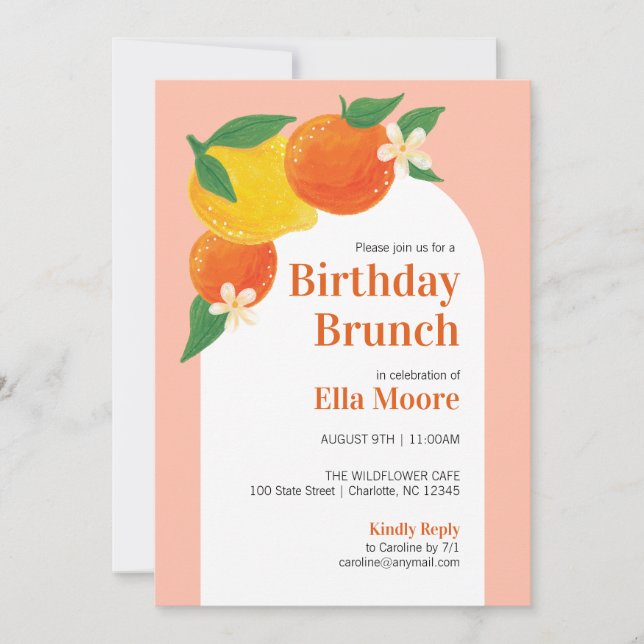 Sweet Citrus Anniversaire Brunch Invitation (Devant)