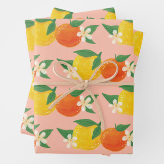 Sweet Citrus Wrapping Paper Flat Sheet Set of 3