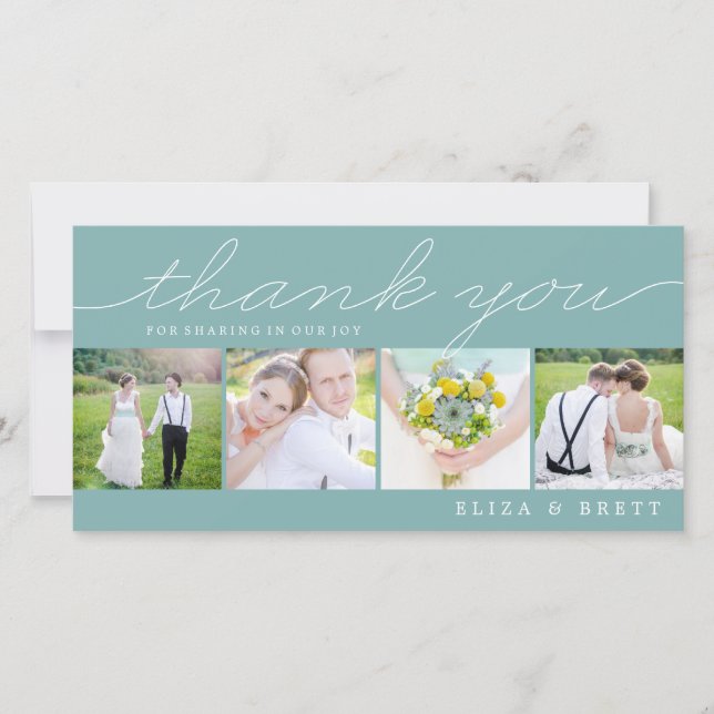 Sweet Collage Mariage Merci Cartes - Aqua (Devant)