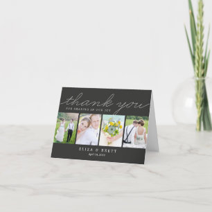Sweet Collage Wedding Thank You Card - Charcoal