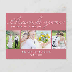Sweet Collage Wedding Thank You Card - Pink