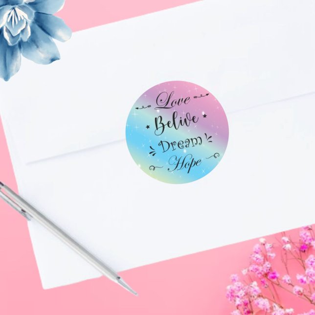 Sweet Colorful Motivational Phrases  Classic Round Sticker (Moderna pegatina con frase motivacional para toda ocasion)