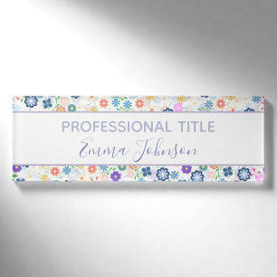 Sweet Colourful Ditsy Floral Pattern Name Tag