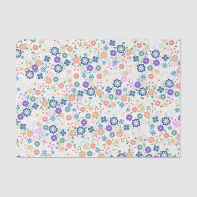 Sweet Colourful Ditsy Floral Pattern Tissue Paper (Front)