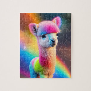 Sweet Colourful Fluffy Little Cute Alpaca Jigsaw Puzzle