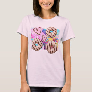 Sweet, Colourful, Fun Rainbow Doughnut Ladies T-Sh T-Shirt