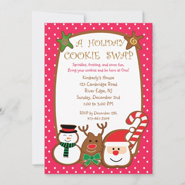 Sweet & Colourful Holiday Cookie Swap Invitations (Front)
