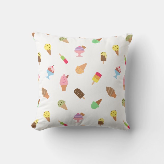 Sweet Colourful Ice Cream Pattern For Girls Room Throw Pillow (Front)