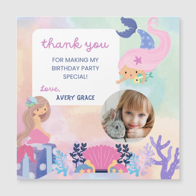 Sweet & Colourful Mermaid Birthday Thank You (Front)