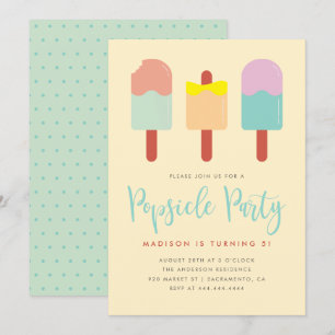 Sweet Colourful Popsicle Party Summer Birthday Invitation
