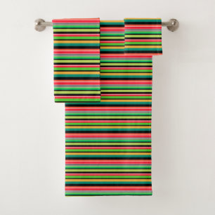 Sweet colourful stripes  bath towel set