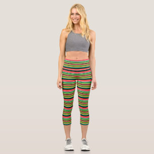 Sweet colourful stripes capri leggings