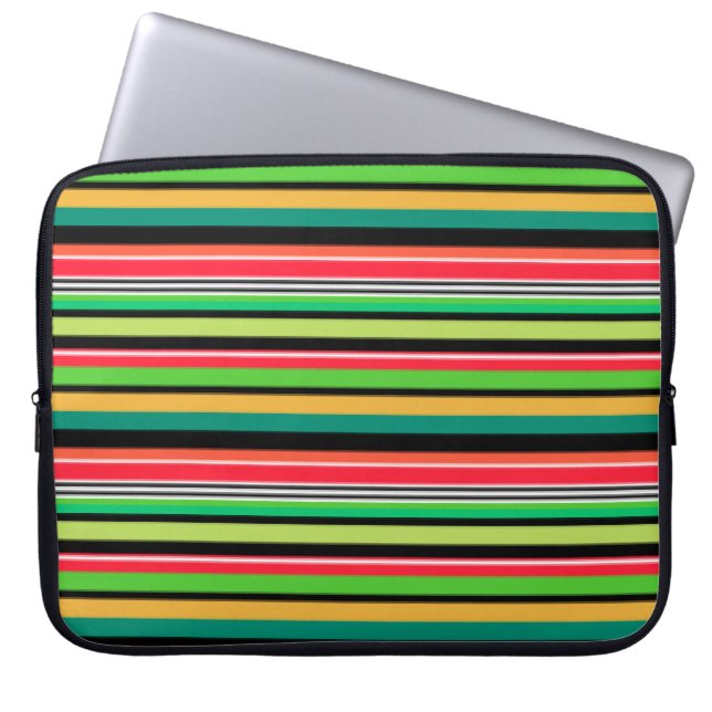 Sweet colourful stripes  laptop sleeve (Front)