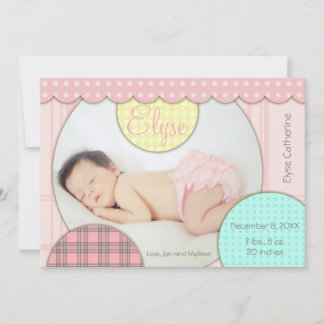 Sweet Contemporary Circles Baby Girl Announcement
