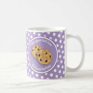 Sweet Cookie Pair on Lavender Purple Spotted Coffee Mug
