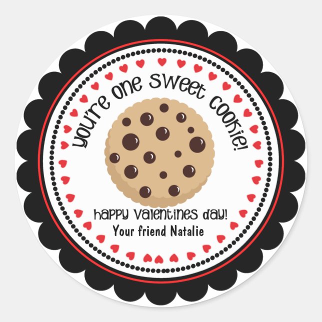 Sweet Cookie Valentines Kids Classroom Stickers (Front)