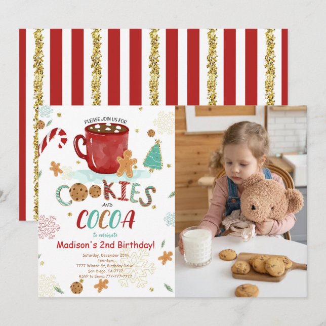 Sweet Cookies Birthday Photo Invitation  (Front/Back)