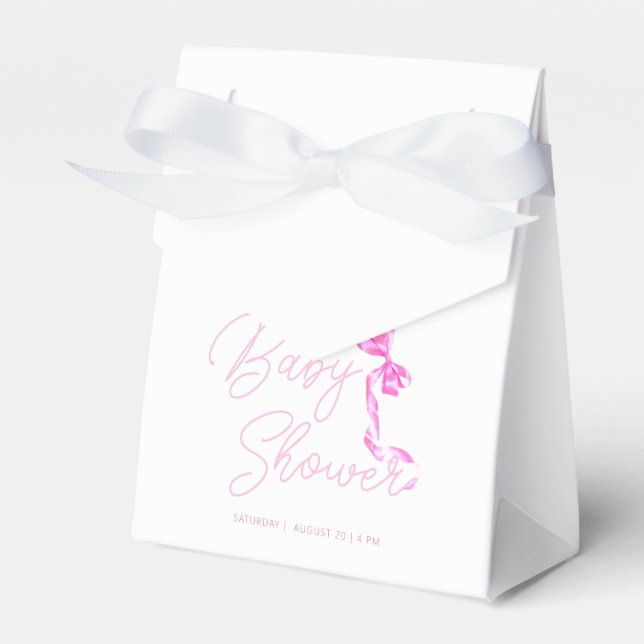 Sweet Coquette Pink Bow Tie Elegant Baby Shower Favor Box (Front Side)