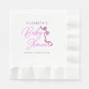 Sweet Coquette Purple Bow Tie Elegant Baby Shower Napkin