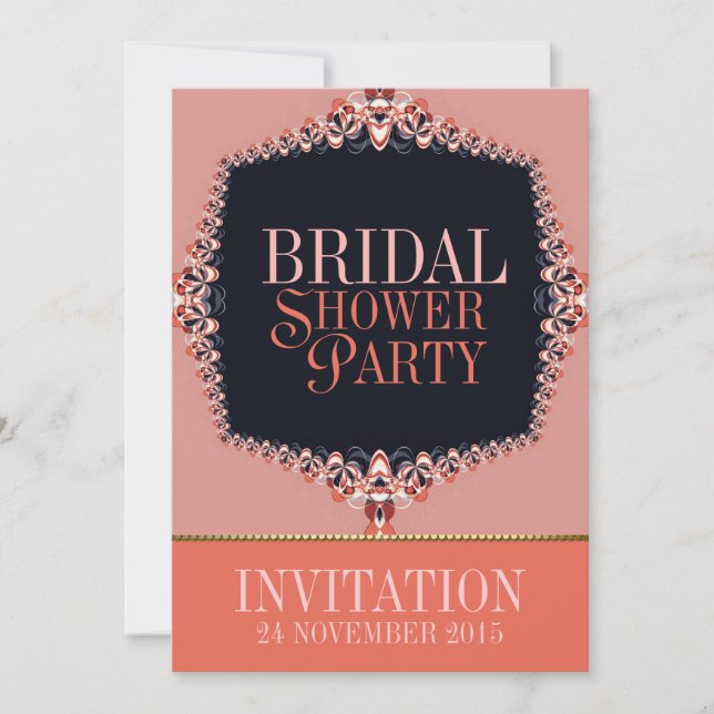 Sweet Coral & Pink Bridal Shower Party Invitations (Front)