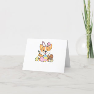 Sweet Corgi At Easter With Easter Eggs As An Thank You Card