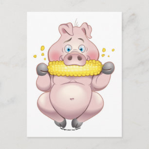 Sweet corn BBQ pink Piggy Postcard