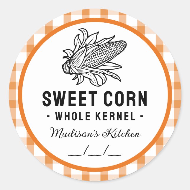 Sweet corn kernel sticker with chequered pattern (Front)