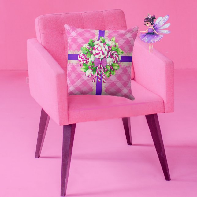  Sweet Cottage Pink and Purple  Throw Pillow (Creator Uploaded)