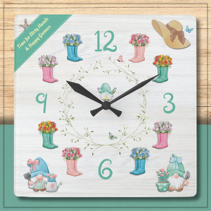 Sweet Cottagecore Gnome & Boots Garden Clock