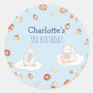 Sweet Cotton candy cloud baby blue kids birthday  Classic Round Sticker